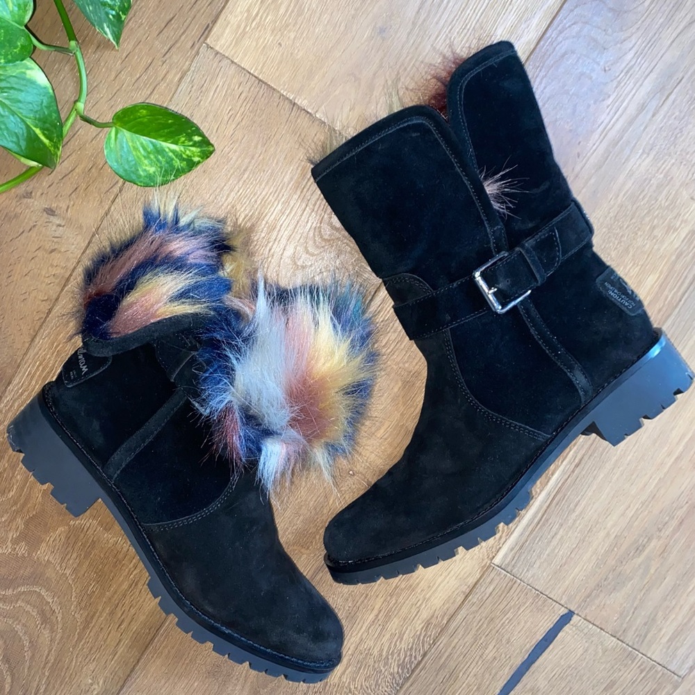 Sam Edelman Rare Jeanie Fur Lined Leather Suede Moto Boot
